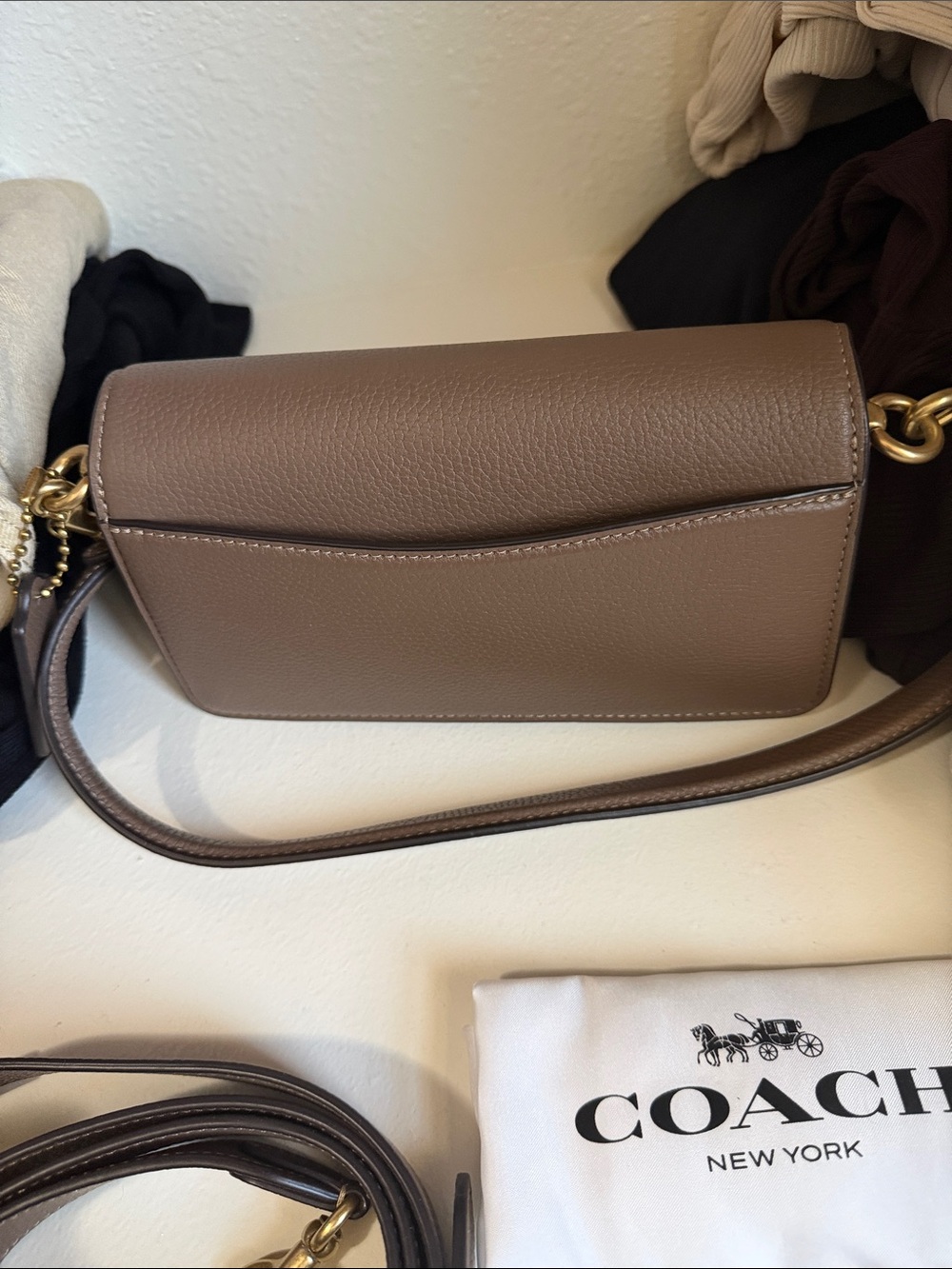 COACH Taupe/Brown Leather Tabby 20 Crossbody with Gold Hardware - Picture 7 of 10
